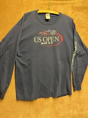 Vintage 2011 US Open Tennis Champoinship Long Sleeve Shirt Grey  Large Flawed